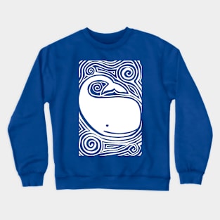 A White Abstract Whale Crewneck Sweatshirt